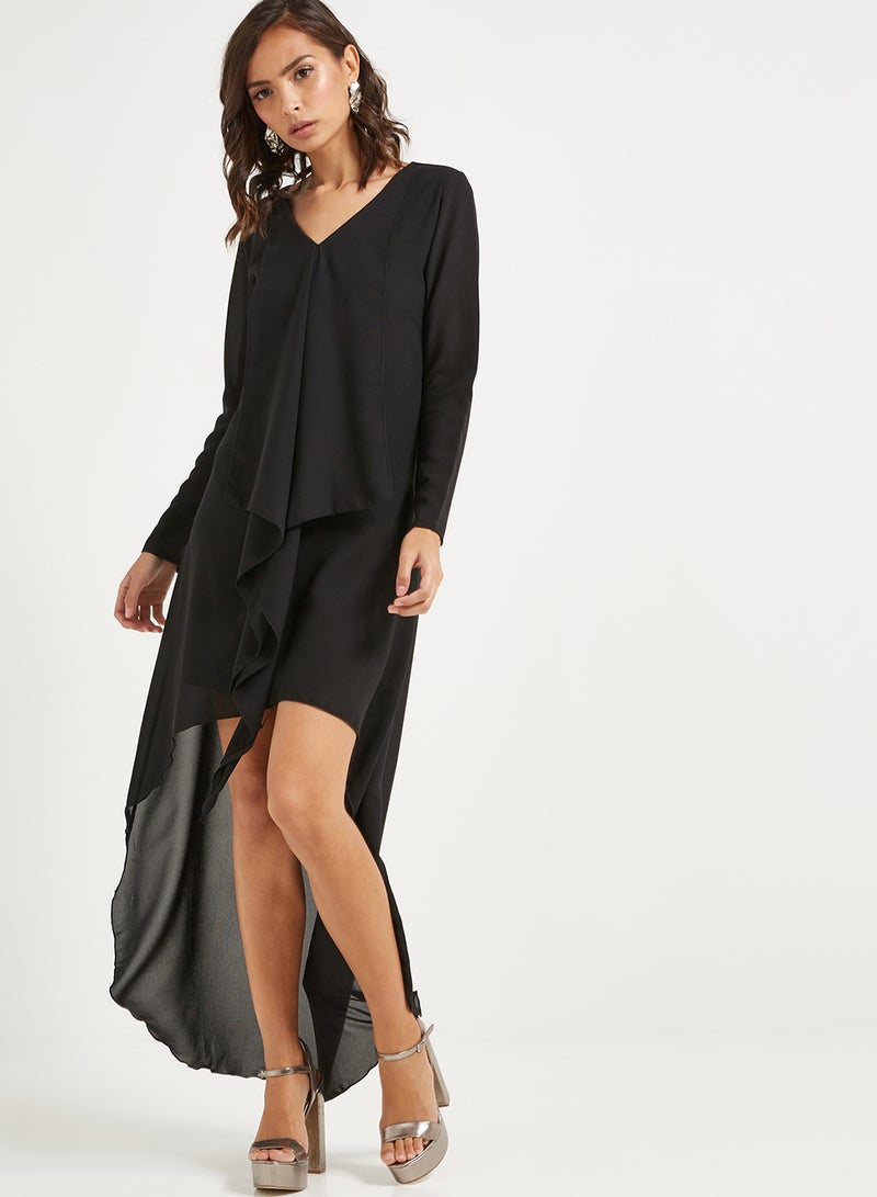 Golden Apple Frill Maxi Dress Black - Image 1