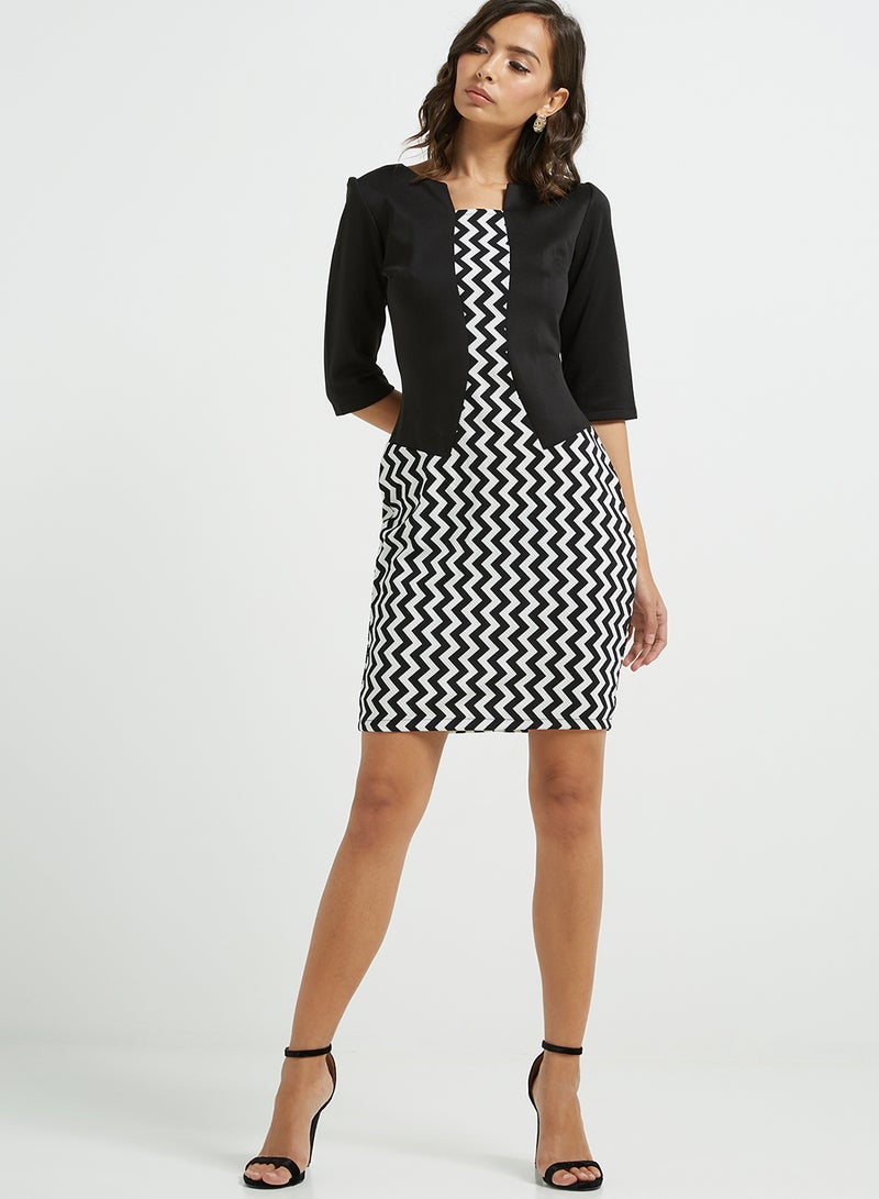 Golden Apple Symmetrical Pattern Mini Dress Black  - Image 1
