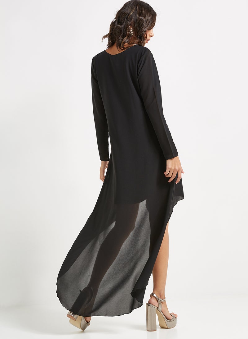 Golden Apple Frill Maxi Dress Black - Image 2