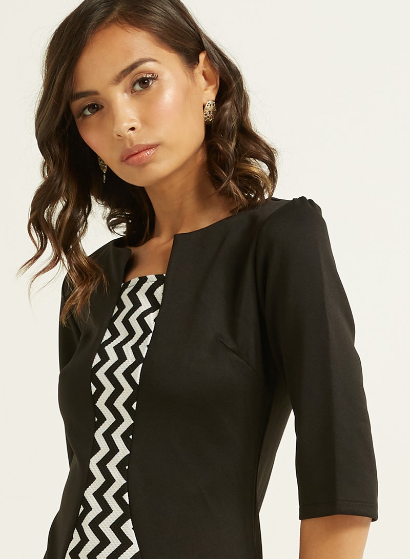 Golden Apple Symmetrical Pattern Mini Dress Black  - Image 3