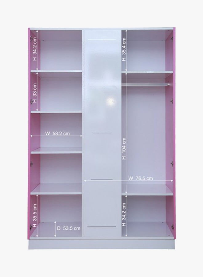 بان هوم  خزانة ملابس غودي بينك بـ 3 أبواب وردي/رمادي 126x60x191سم  - Image 4