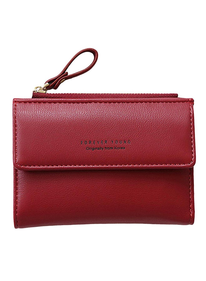 Bluelans Bi-fold Short Wallet Wine Red 