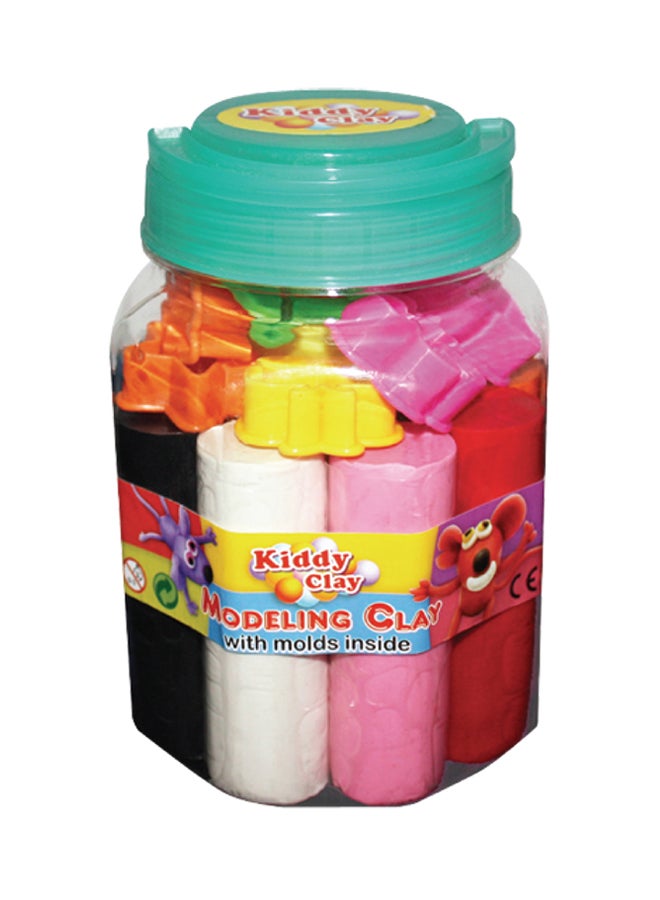 Modelling Clay And  Moulds Set With Jar Multicolour