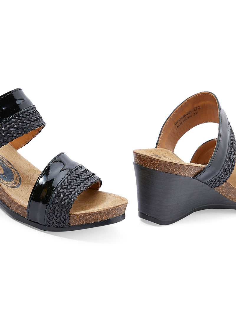 Casual Wedge Sandals Black/Beige