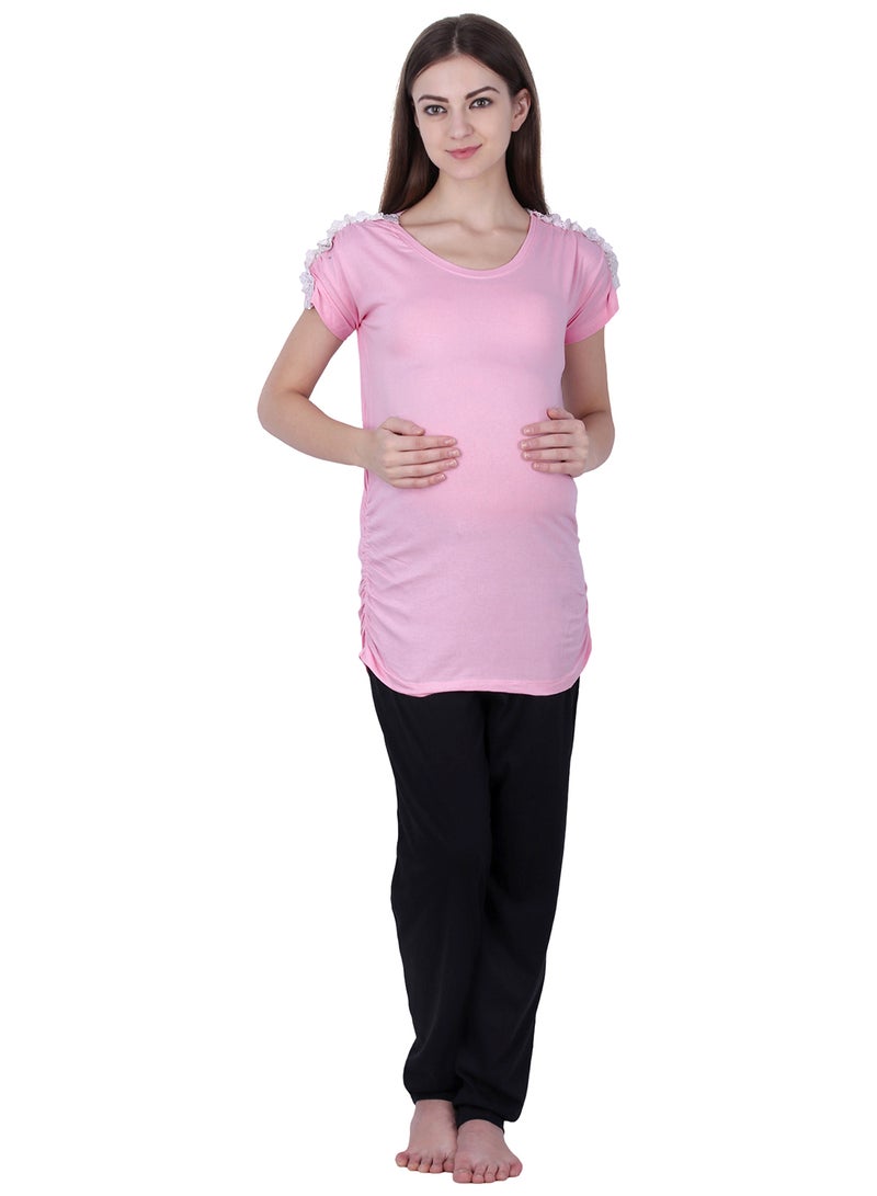 Soko Mesh - Polo Maternity Lace Top Pink - Image 1