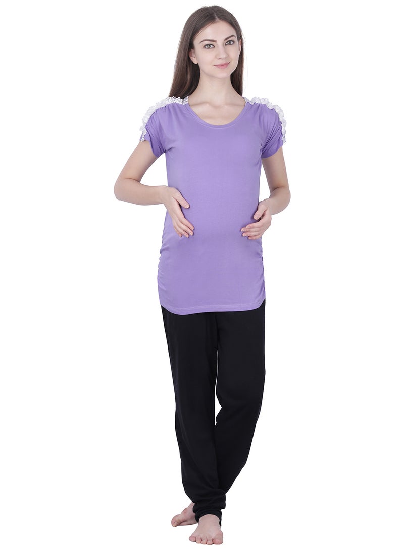 Polo Maternity Top With Lace Purple - v1526366459/N13222059A_1