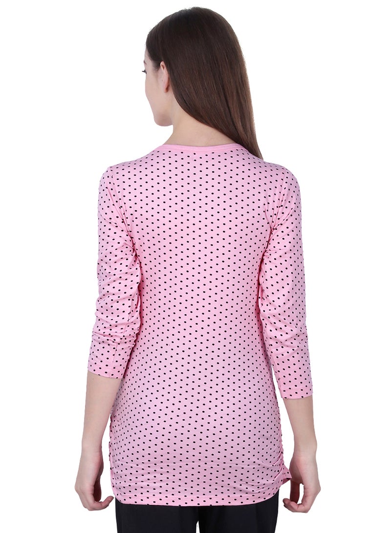 Soko Mesh - Polo Maternity Polka Dot Top Pink - Image 1