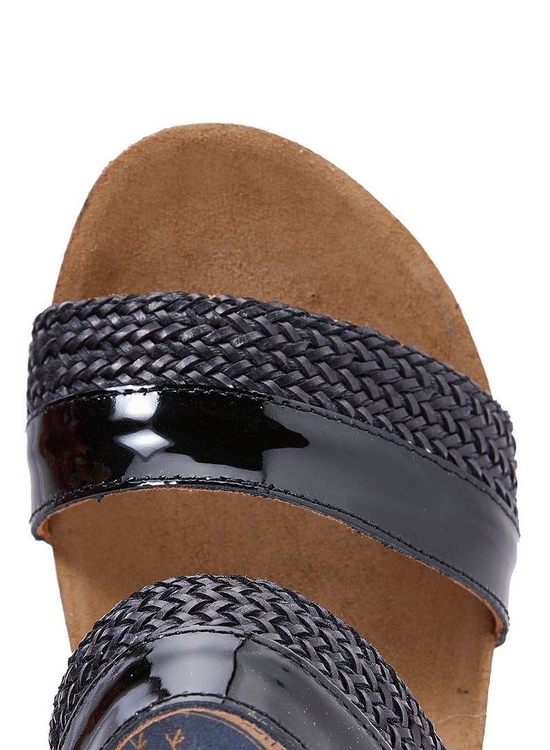 Casual Wedge Sandals Black/Beige