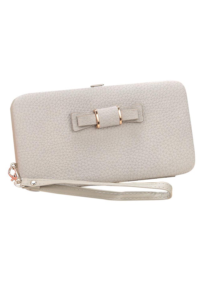 Bluelans - Bowknot Detailed Clutch Light Grey - Image 1