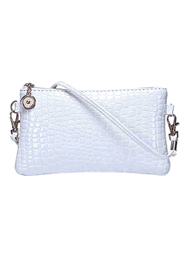 Alligator Pattern Crossbody Bag White