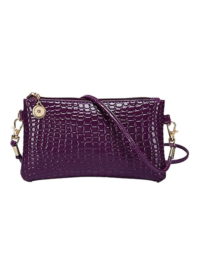 Bluelans Alligator Pattern Crossbody Bag Purple 