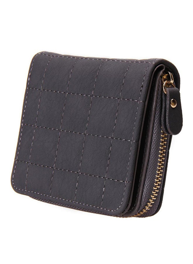 Bluelans Plaid Lines Detailed Short Wallet Grey 