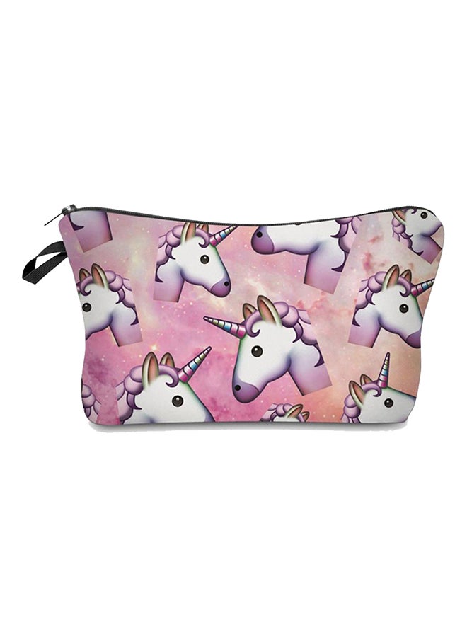 Emoji Unicorn Printed Makeup Bag Pink/Purple/White