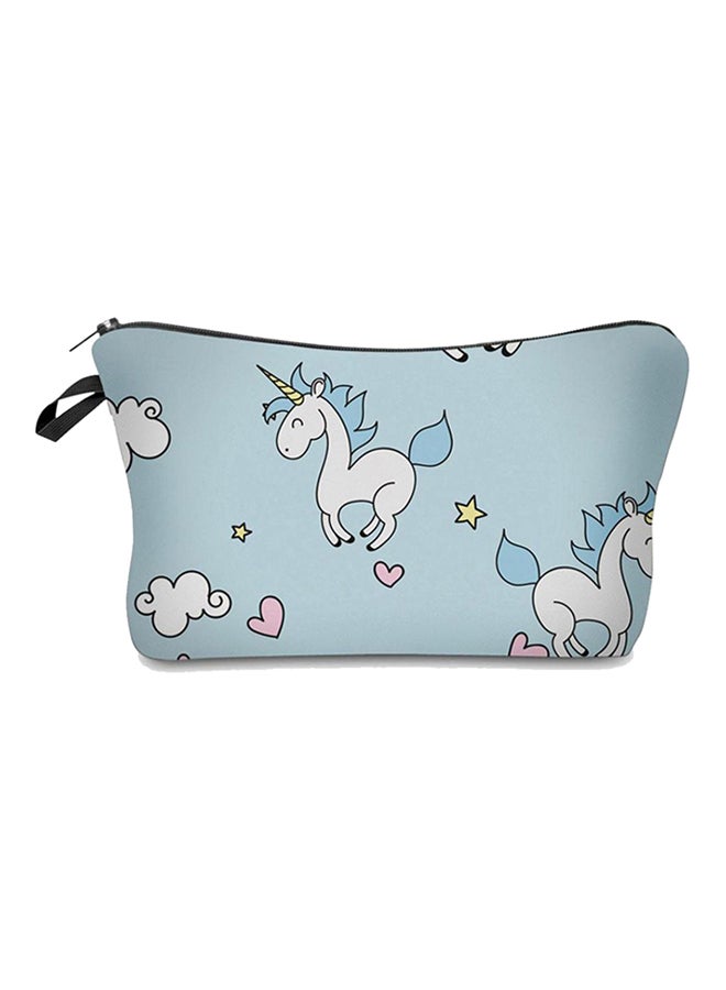 Emoji Unicorn Printed Makeup Bag Blue/White/Yellow
