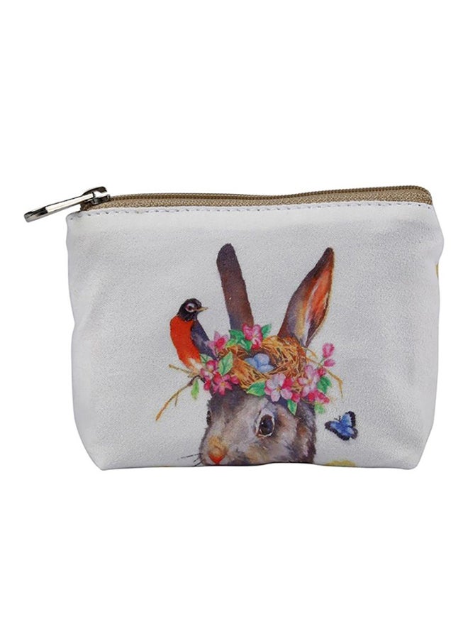 Bluelans Rabbit And Bird Coin Purse White/Orange/Black 