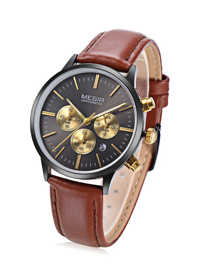 ميجر ساعة يد كرونوغراف مقاومة للماء طراز ML2011 - مقاس 36 مم - لون بني women