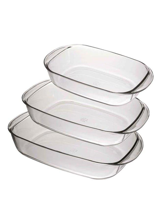 DURALEX 3-Piece Ovenchef Rectangular Roaster Set Transparent
