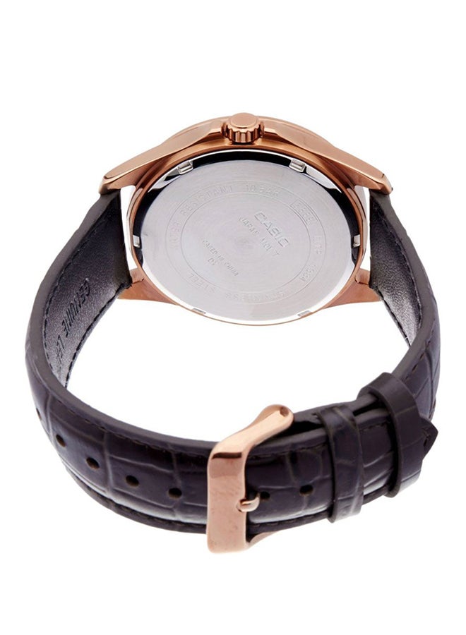 CASIO Men's Leather Analog Watch MTP-1384L-7AVDF - 41 mm - Black - Image 2