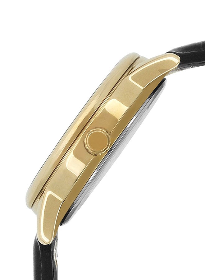 كاسيو ساعة يد بعقارب وسوار من الجلد طراز MTP-V002GL-7B - مقاس 37 مم - لون أسود للرجال - Image 3