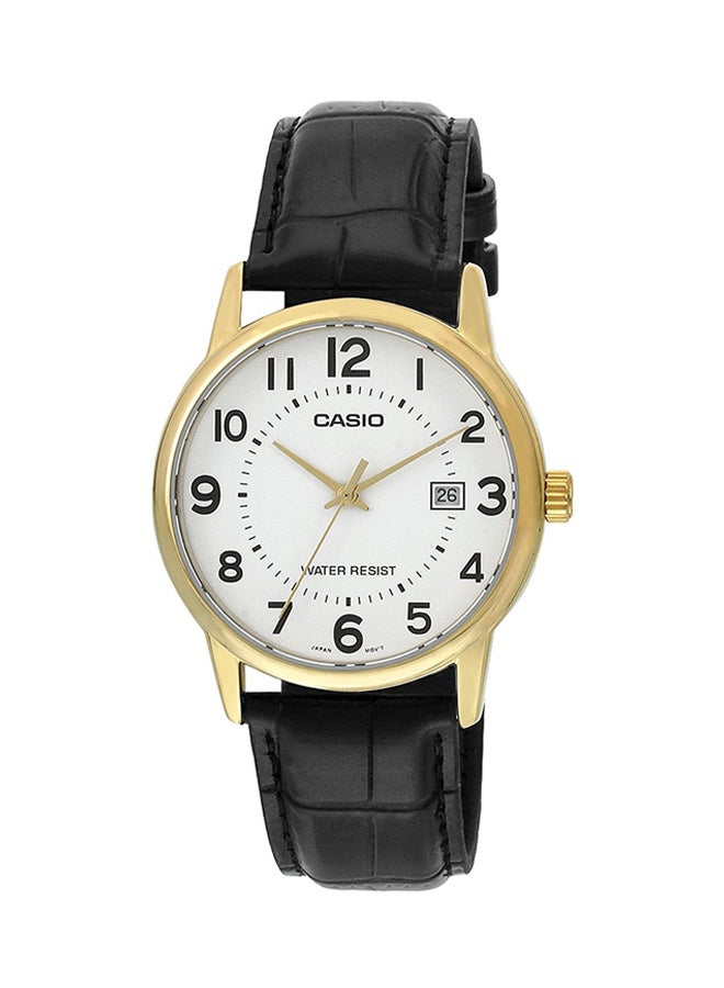 كاسيو ساعة يد بعقارب وسوار من الجلد طراز MTP-V002GL-7B - مقاس 37 مم - لون أسود للرجال - Image 1