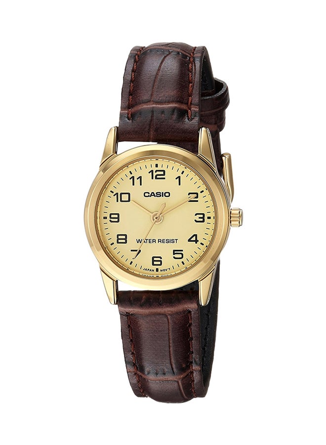 CASIO - Women's Water Resistant Analog Watch Ltp-V001GL-9BUDF - 25 mm - Brown - Image 1