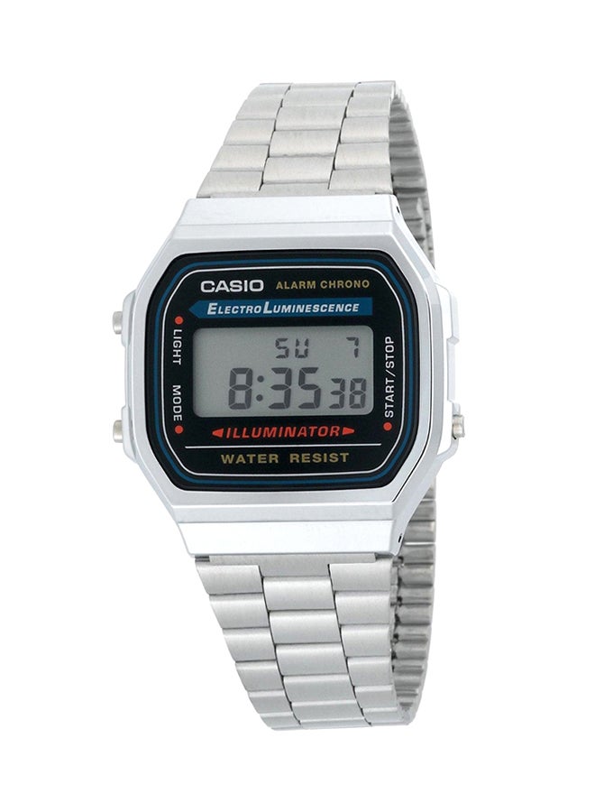 كاسيو ساعة يد رقمية بسوار من الإستانلس ستيل طراز A168WA-1WYEF - 36 مم - فضي للرجال - Image 1