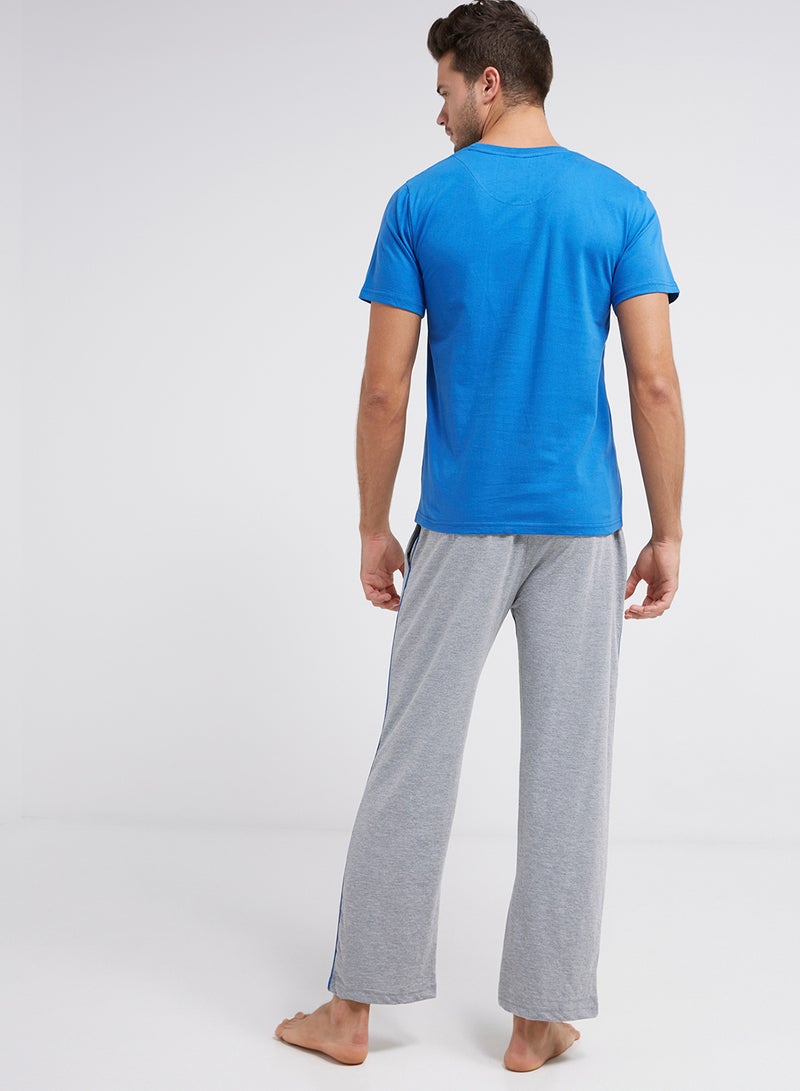 Tropical 2-Piece Pyjama Set Blue/Grey  - Image 2