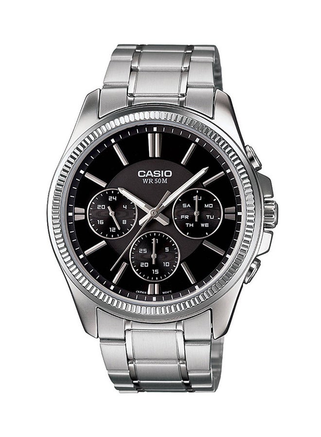 كاسيو ساعة يد إنتيسر بعقارب طراز MTP-1375D-1AVDF - 42 مم - فضي للرجال - Image 1