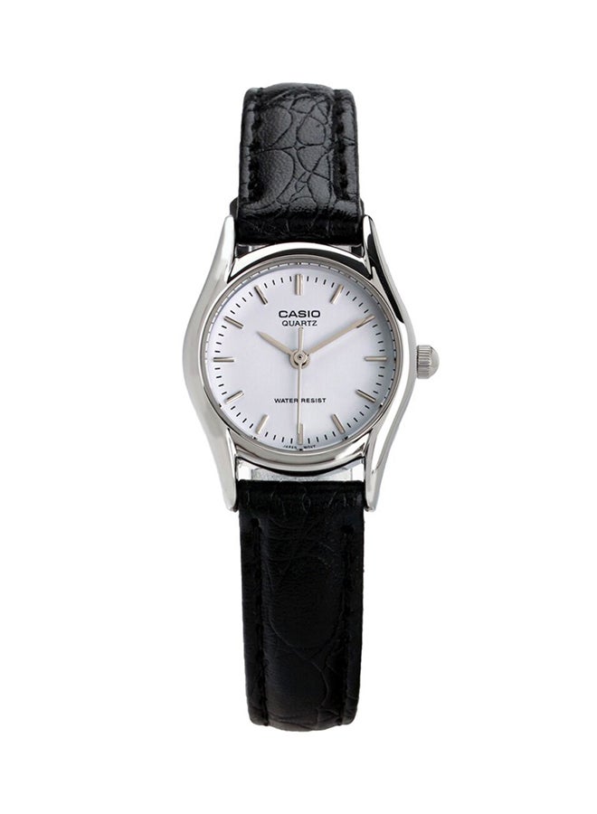 كاسيو ساعة يد بعقارب وسوار من الجلد طراز LTP1094E-7ARDF - مقاس 32 مم - لون أسود للنساء - Image 1