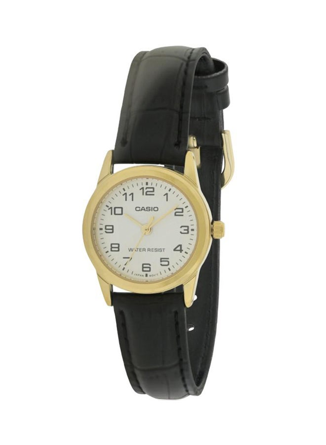 كاسيو ساعة يد بعقارب وسوار من الجلد طراز LTP-V001GL-7B - مقاس 25 مم - لون أسود للنساء - Image 1