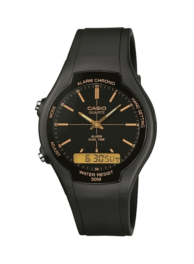 CASIO Men's Dual Time Analog & Digital Watch AW-90H-9EVDF - 39 mm - Black  - Image 1