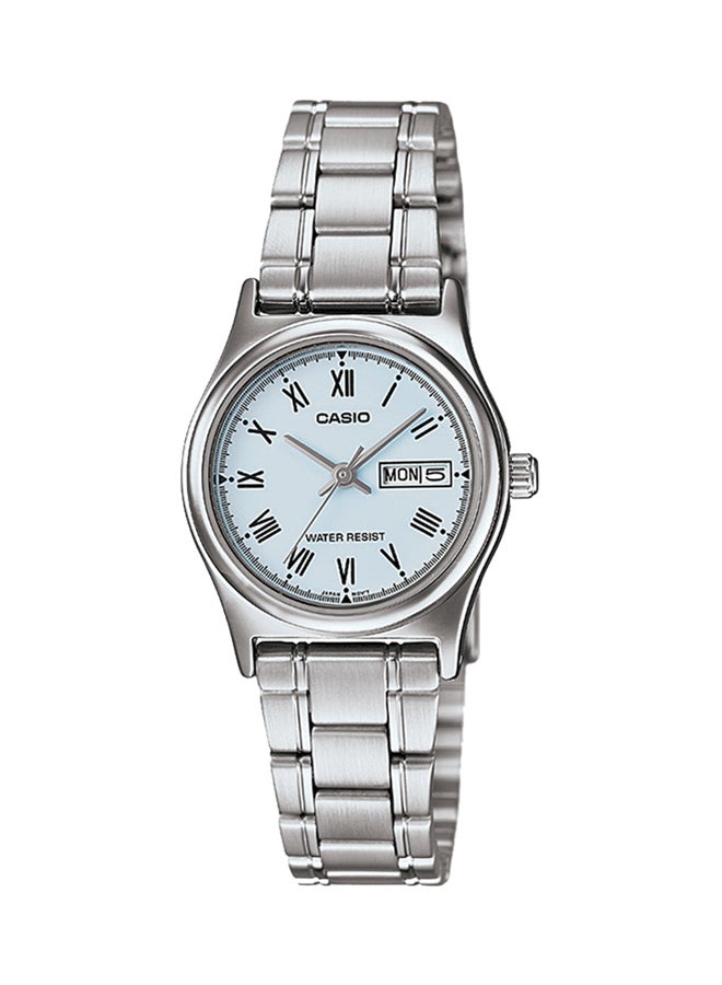 كاسيو ساعة يد بعقارب وسوار من الإستانلس ستيل طراز LTP-V006D-2BUDF - 25 مم - فضي للنساء - Image 1