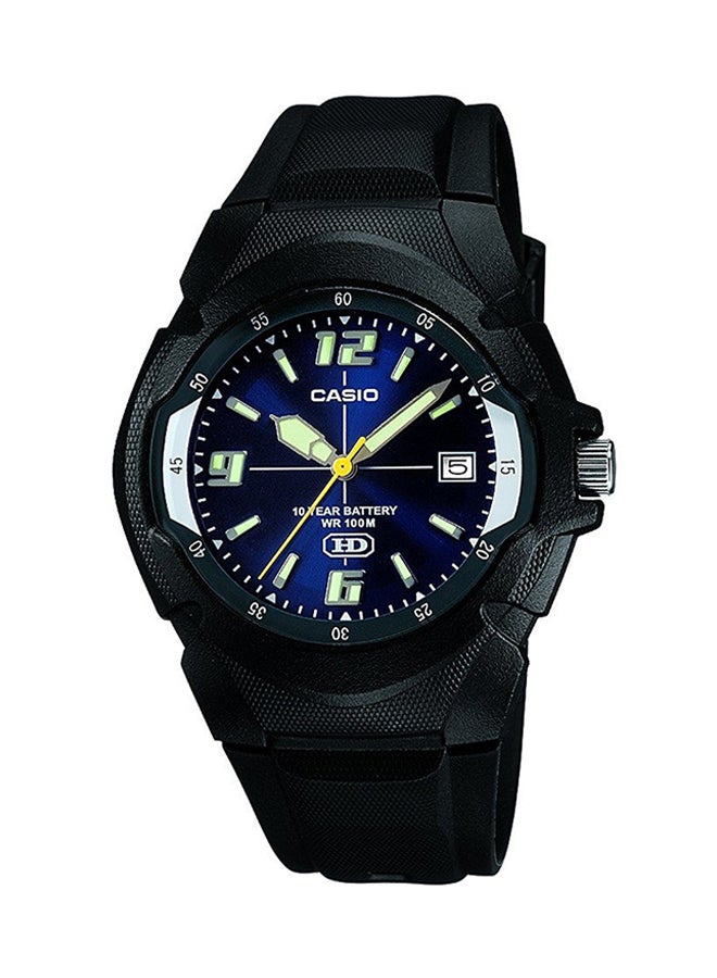 كاسيو ساعة يد بعقارب وبسوار من السيليكون طراز MW-600F-2AVDF - 42 مم - أسود للرجال - Image 1