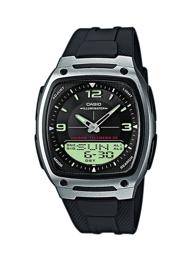 CASIO Men's Dual Time Analog & Digital Watch AW-81-1A1 - 39 mm - Black - Image 1