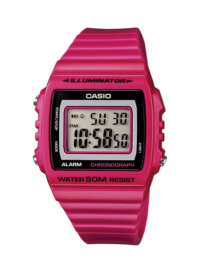 كاسيو ساعة يد رقمية بسوار من الراتينج طراز W-215H-4 - مقاس 41 مم - لون وردي للنساء - Image 1