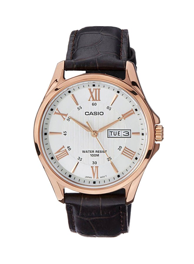 CASIO Men's Leather Analog Watch MTP-1384L-7AVDF - 41 mm - Black - Image 1