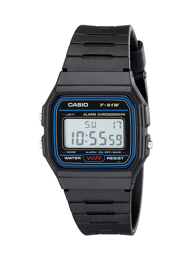 كاسيو ساعة يد رقمية بسوار من الراتينج طراز F91W-1 - مقاس 33 مم - لون أسود للرجال - Image 1