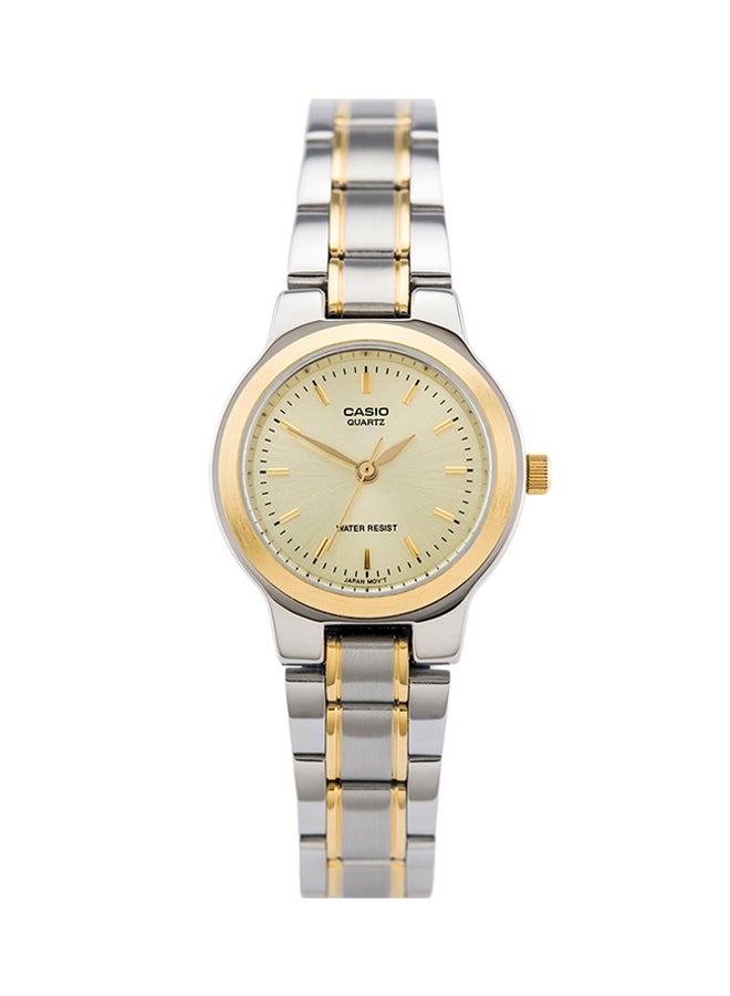 كاسيو ساعة يد بعقارب وسوار من الإستانلس ستيل طراز LTP-1131G-9A - قياس 27 مم - فضي/ذهبي للنساء - Image 1