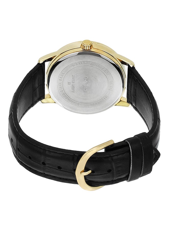 كاسيو ساعة يد بعقارب وسوار من الجلد طراز MTP-V002GL-7B - مقاس 37 مم - لون أسود للرجال - Image 2