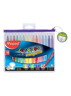 15-Piece Colour Peps Long Life Felt-Tip Pen Multicolour - v1526482285/N14622230A_1