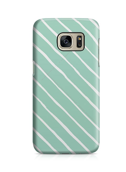 Thermoplastic Polyurethane Wrap Around Case For Samsung Galaxy S7 Edge Confetti Pattern Soft Green And White Stripes