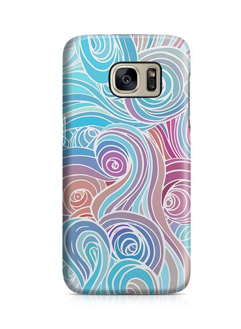 Thermoplastic Polyurethane Wrap Around Case For Samsung Galaxy S7 Edge Thick Swirls Clouds Pattern Blue