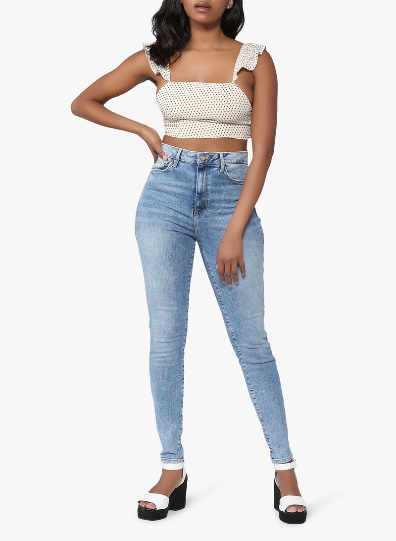 FOREVER 21 Polka Dot Tieback Crop Top Beige  - Image 3