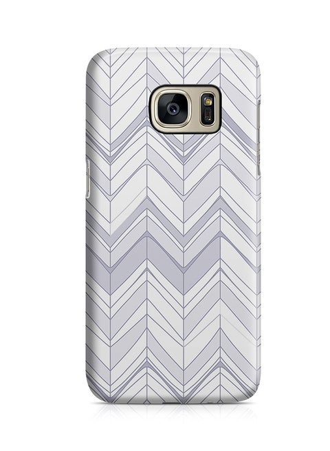 Thermoplastic Polyurethane Wrap Around Case For Samsung Galaxy S7 Edge White N Grey Chevron Pattern