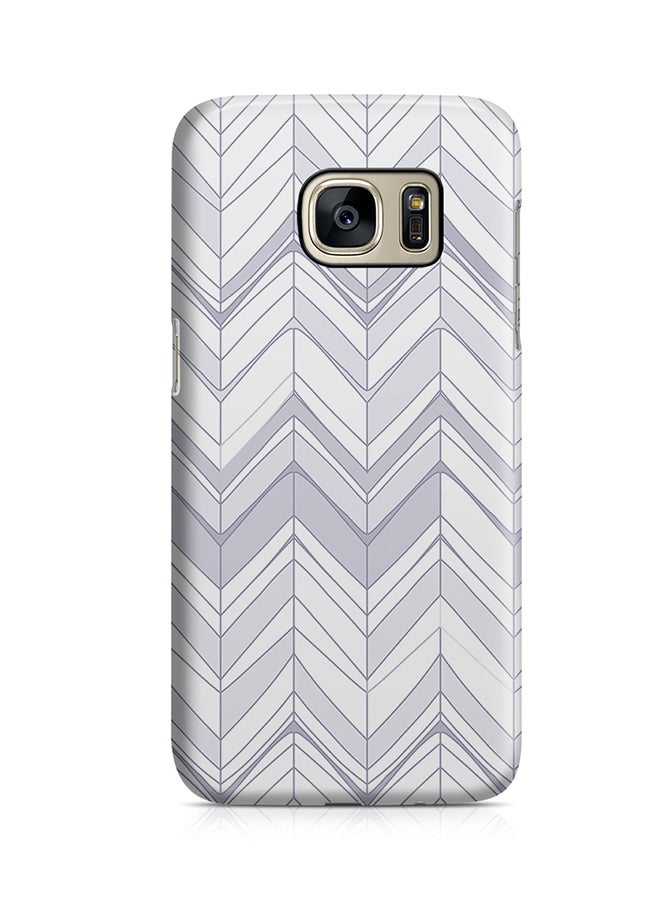 Thermoplastic Polyurethane Wrap Around Case For Samsung Galaxy S7 Edge White N Grey Chevron Pattern
