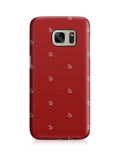 Thermoplastic Polyurethane Wrap Around Case For Samsung Galaxy S7 Edge Red Nautical Pattern
