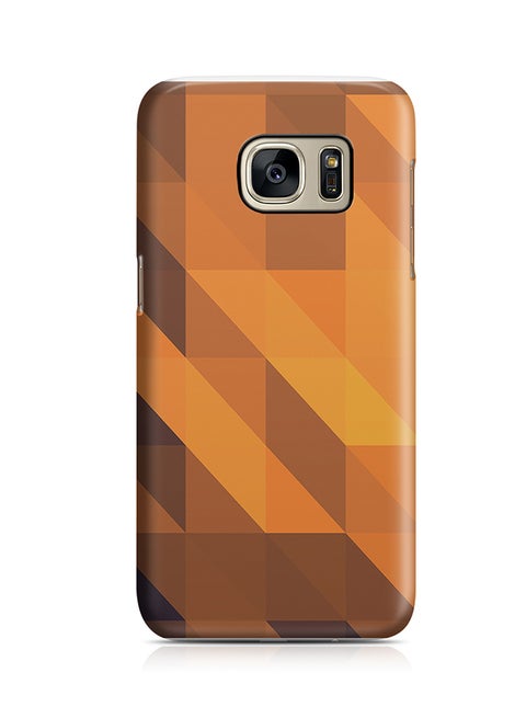 Thermoplastic Polyurethane Wrap Around Case For Samsung Galaxy S7 Edge Orange Geomaterial Pattern