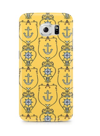 Thermoplastic Polyurethane Wrap Around Case For Samsung Galaxy S6 Edge Yellow Nautical Pattern - v1526501173/N14661149A_1