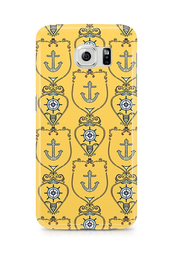 Thermoplastic Polyurethane Wrap Around Case For Samsung Galaxy S6 Edge Yellow Nautical Pattern