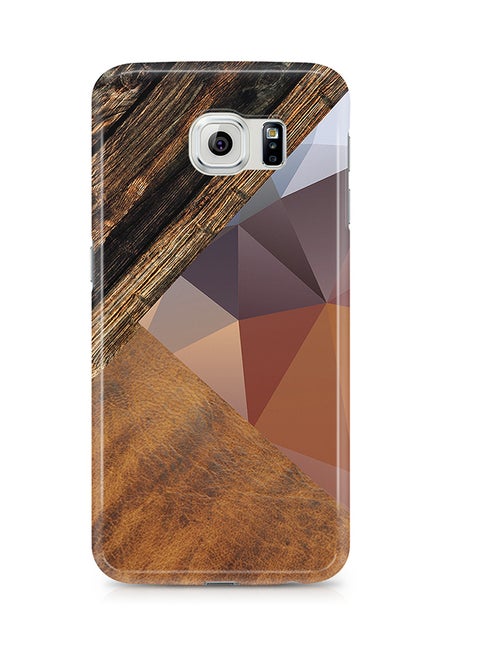 Thermoplastic Polyurethane Wrap Around Case For Samsung Galaxy S6 Edge Geometrical Wood Pattern Print 3 Tone